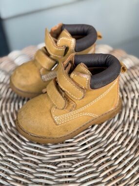 Koala Kids Toddler Wheat Brown Double Strap Ankle Boots Hook & Loop